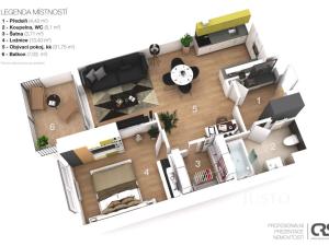 Pronájem bytu 2+kk, Brno - Slatina, Řípská, 59 m2
