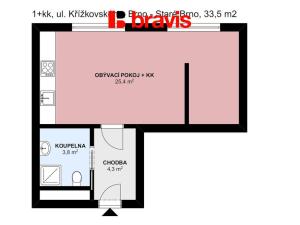 Pronájem bytu 1+kk, Brno, Poříčí, 34 m2
