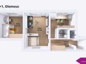 Pronájem bytu 2+1, Olomouc - Hodolany, tř. Kosmonautů, 55 m2