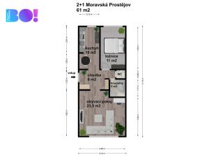 Pronájem bytu 2+1, Prostějov, Moravská, 58 m2