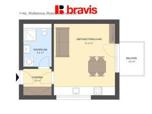 Pronájem bytu 1+kk, Rosice, Wolkerova, 31 m2