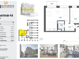 Pronájem bytu 2+kk, Brno, Hvězdová, 59 m2