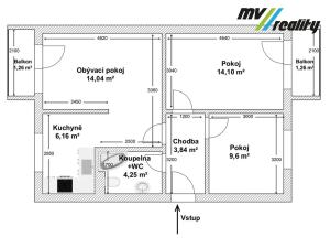 Prodej bytu 3+1, Milovice, Spojovací, 56 m2