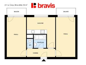 Pronájem bytu 2+1, Brno, Úvoz, 53 m2