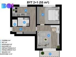 Pronájem bytu 2+1, Havířov, Kosmonautů, 55 m2