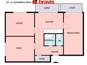 Pronájem bytu 3+1, Brno, Vychodilova, 70 m2