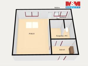Pronájem bytu 1+kk, Náchod, Pražská, 27 m2
