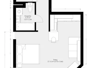 Pronájem bytu 1+kk, Brno - Židenice, Bělohorská, 38 m2