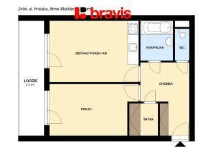 Pronájem bytu 2+kk, Brno, Hrázka, 58 m2