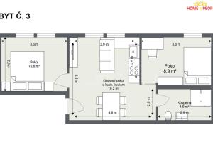 Pronájem bytu 3+kk, Chrášťany - Bylany, 44 m2
