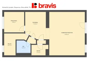 Prodej obchodního prostoru, Brno - Veveří, Bayerova, 70 m2