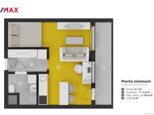 Pronájem bytu 1+kk, Praha - Hostivař, Strašnická, 35 m2