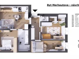 Prodej bytu 3+kk, Brno - Zábrdovice, Merhautova, 89 m2