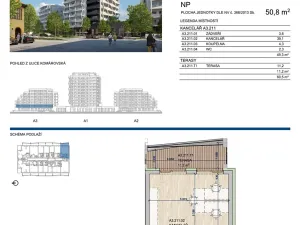 Pronájem bytu 1+kk, Brno, Komárovská, 61 m2