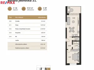 Prodej bytu 2+kk, Brno, Obřanská, 47 m2