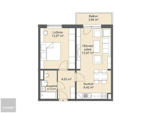 Prodej bytu 2+kk, Praha - Čakovice, 50 m2