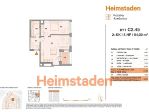 Pronájem bytu 2+kk, Praha - Holešovice, U Pergamenky, 54 m2