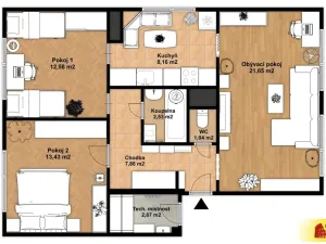 Prodej bytu 3+1, Uherský Brod, 69 m2