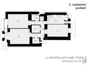 Pronájem bytu 3+1, Praha - Vinohrady, U Havlíčkových sadů, 121 m2