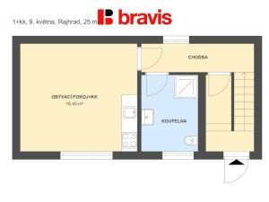 Pronájem bytu 1+kk, Rajhrad, 25 m2