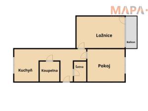 Prodej bytu 2+1, Chomutov, Bezručova, 62 m2