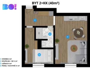 Pronájem bytu 2+kk, Ostrava, Břustkova, 40 m2