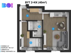Pronájem bytu 2+kk, Ostrava, Břustkova, 40 m2