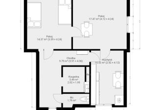 Pronájem bytu 2+1, Kuřim, nám. Osvobození, 58 m2