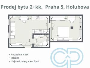 Prodej bytu 2+kk, Praha - Smíchov, Holubova, 48 m2