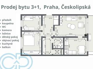 Prodej bytu 3+1, Praha - Střížkov, Českolipská, 60 m2