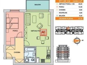 Pronájem bytu 2+kk, Olomouc - Řepčín, Edvarda Beneše, 61 m2