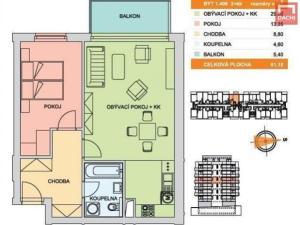 Pronájem bytu 2+kk, Olomouc - Řepčín, Edvarda Beneše, 61 m2