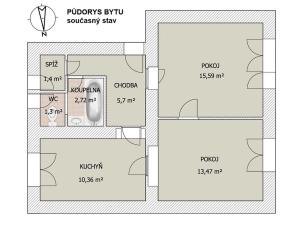 Prodej bytu 2+1, Čelákovice, V Prokopě, 66 m2