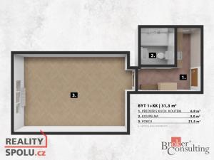 Prodej bytu 1+kk, Praha - Strašnice, Za poštou, 31 m2