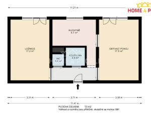 Pronájem bytu 2+1, Židlochovice, náměstí Míru, 51 m2