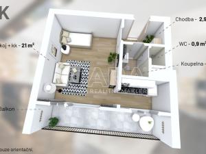 Pronájem bytu 1+kk, Praha - Střížkov, Rumburská, 33 m2