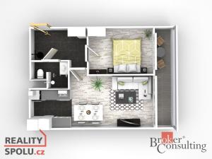 Pronájem bytu 2+kk, Praha - Karlín, U Sluncové, 40 m2