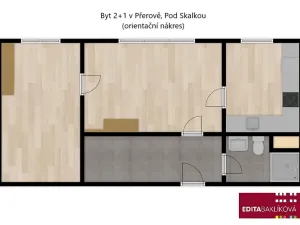 Pronájem bytu 2+1, Přerov, Pod Skalkou, 43 m2