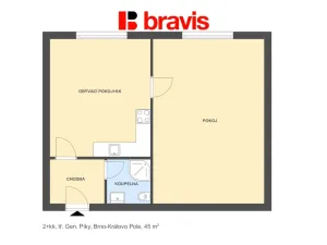 Prodej bytu 2+kk, Brno - Černá Pole, třída Generála Píky, 47 m2