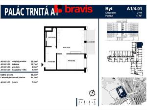Pronájem bytu 2+kk, Brno - Trnitá, Trnitá, 57 m2