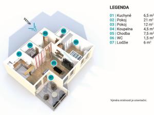 Pronájem bytu 2+kk, Brno - Líšeň, Leskauerova, 54 m2