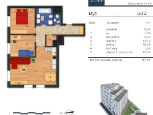 Pronájem bytu 3+kk, Praha - Krč, Pacovská, 68 m2