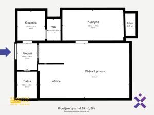 Pronájem bytu 1+1, Zlín, Hluboká, 39 m2