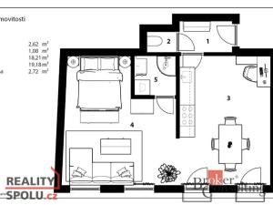 Pronájem bytu 2+kk, Poděbrady - Poděbrady III, náměstí 5. května, 44 m2