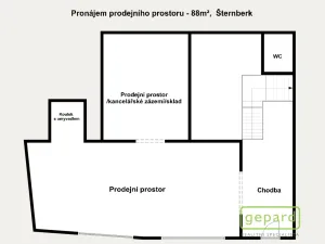 Pronájem obchodního prostoru, Šternberk, ČSA, 88 m2