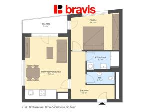 Pronájem bytu 2+kk, Brno - Zábrdovice, Bratislavská, 54 m2