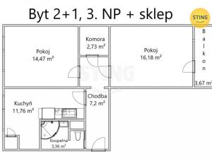 Prodej bytu 2+1, Olomouc, Řezáčova, 56 m2