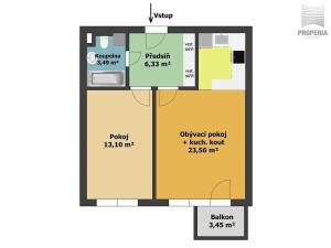 Pronájem bytu 2+kk, Brno, Bučkova, 49 m2