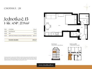 Prodej bytu 1+kk, Praha - Vinohrady, Chodská, 28 m2