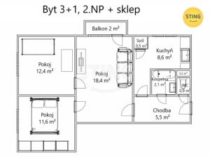 Prodej bytu 3+1, Přerov, tř. 17. listopadu, 61 m2